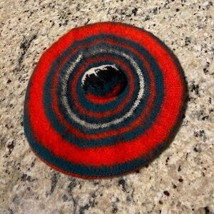 MacGregor 100% Pure Wool Pom Pom Beret Women’s Hat Orange/Green